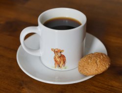 Highland cow, cup and saucer, coffee cup