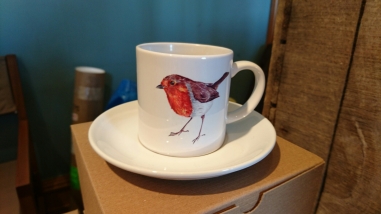 Robin cup and saucer, by Angus Grant Art