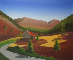 Ryvoan Bothy painting by Angus Grant