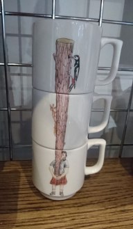 Caber tosser stacking mugs by Angus Grant Art